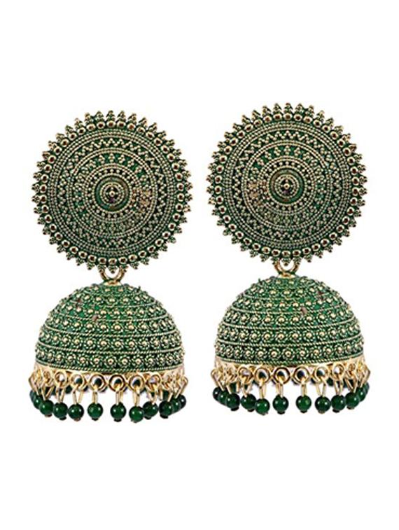 green alloy jhumka earring - 19482652 -  Zoom Image - 0