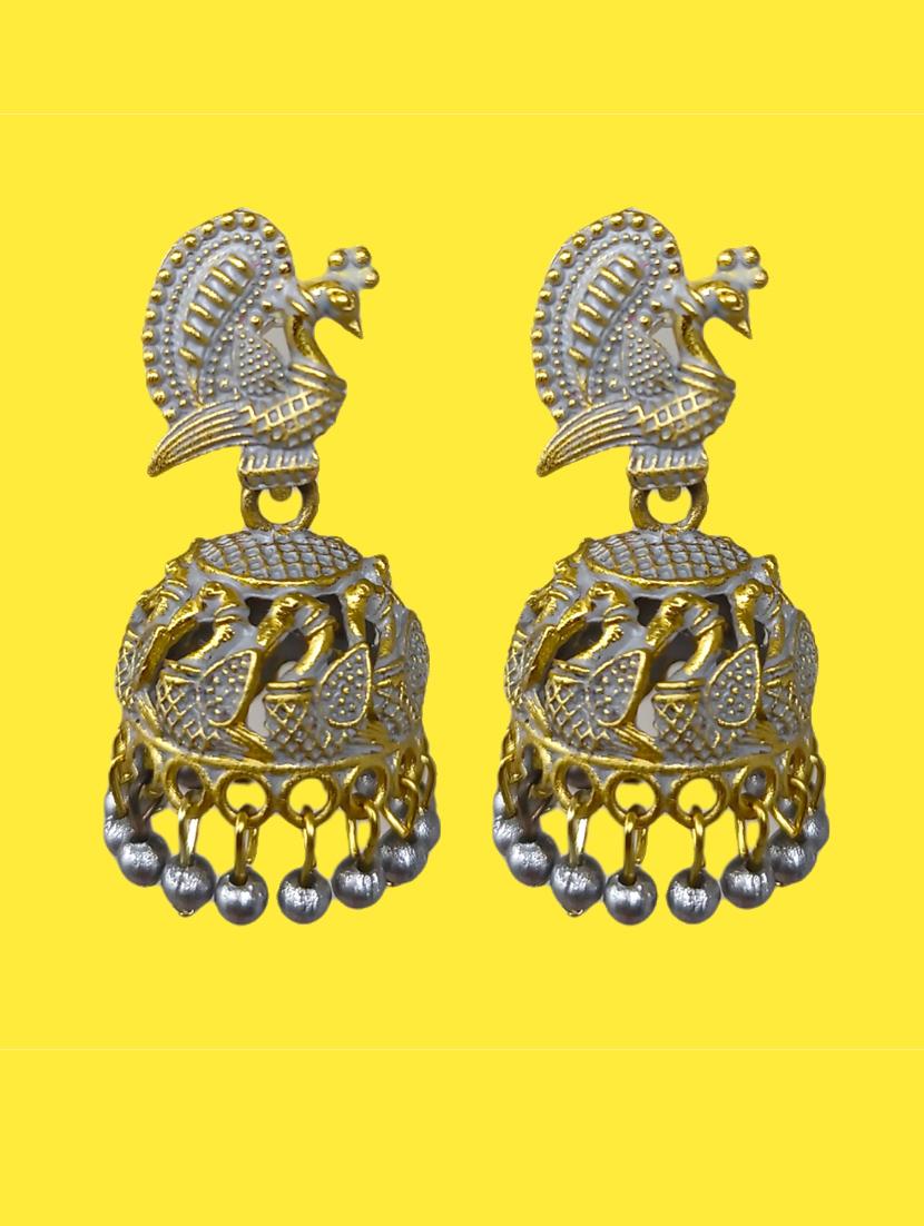 grey alloy jhumka earring - 19482660 - Zoom Image - 0