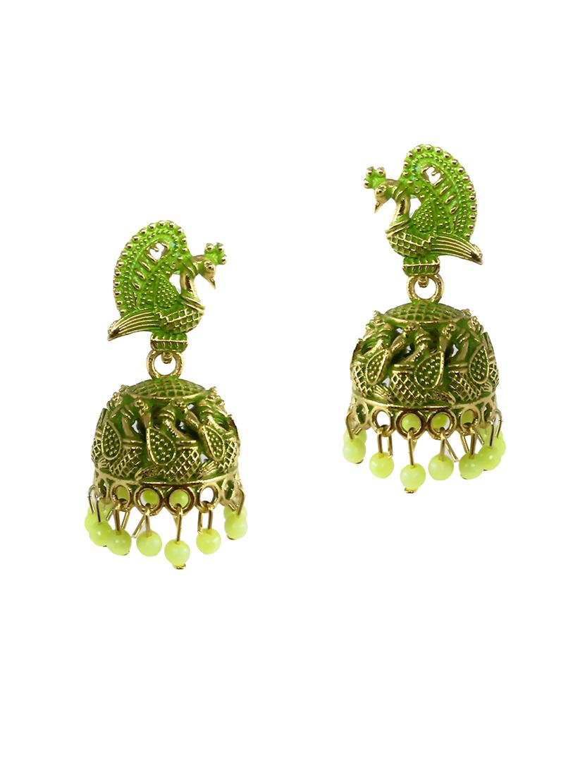 green alloy jhumka earring - 19482661 -  Zoom Image - 0