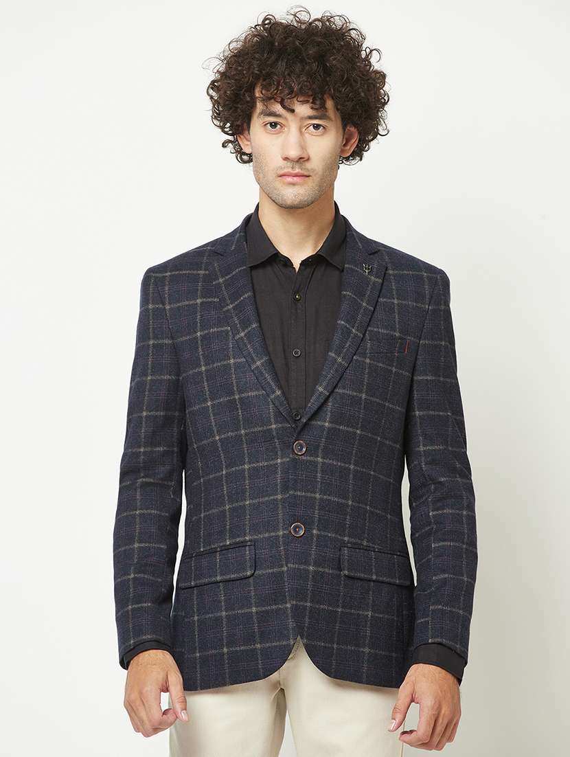 navy blue single breasted casual blazer