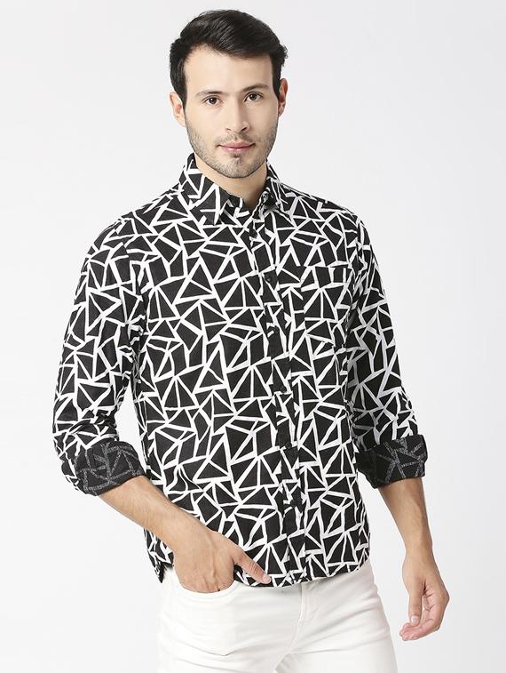mens geometric casual shirt - 19483951 - Standard Image - 2