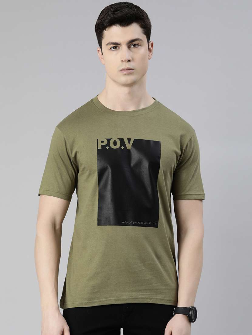 green chest printed t-shirt