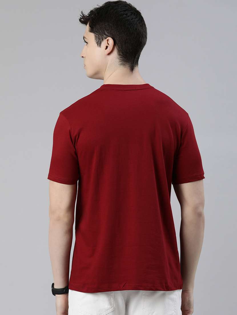 maroon chest printed t-shirt - 19484140 -  Standard Image - 2