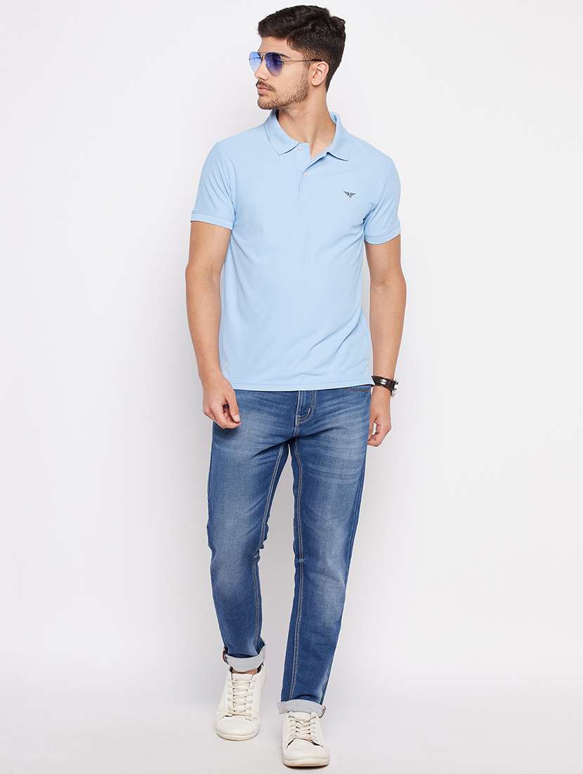 blue cotton polo neck t-shirt - 19484479 -  Standard Image - 2
