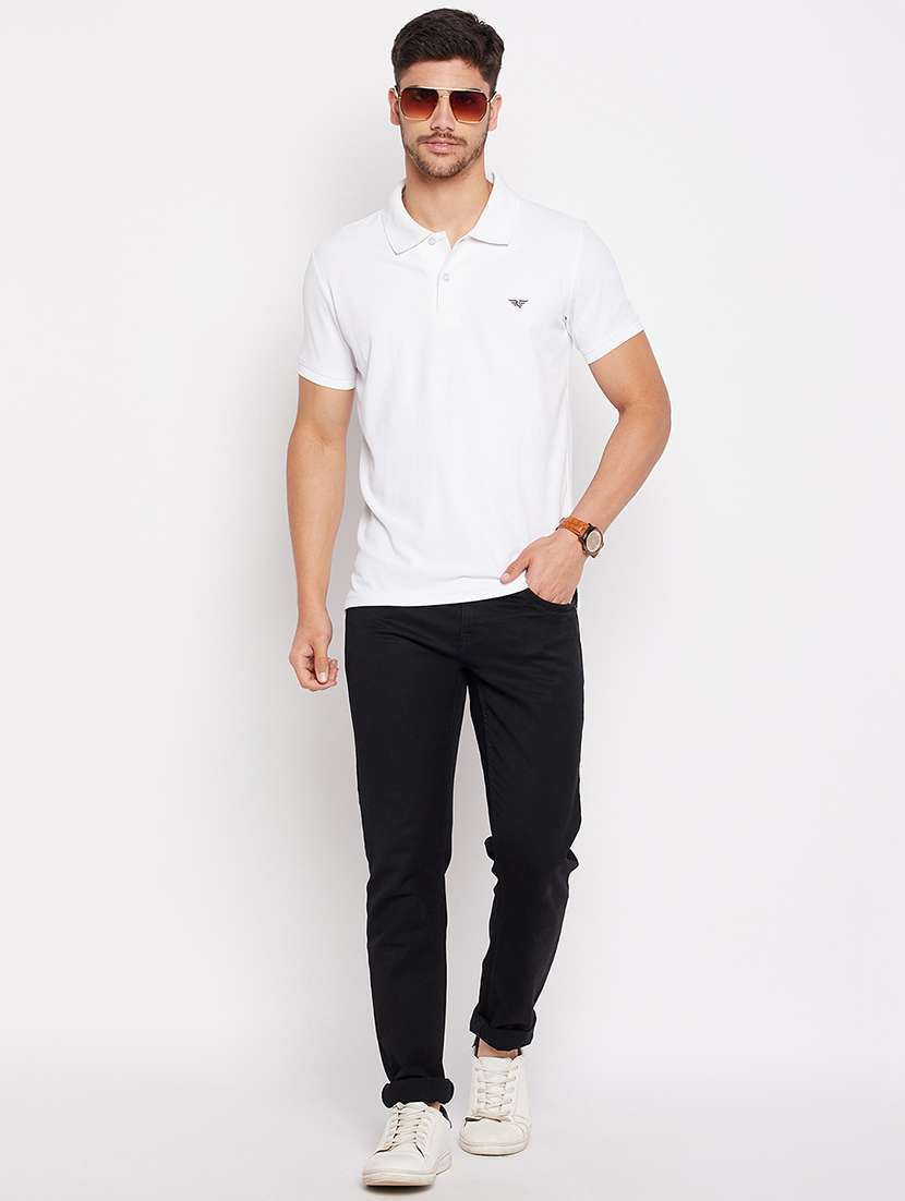 white cotton polo neck t-shirt - 19484480 -  Standard Image - 2