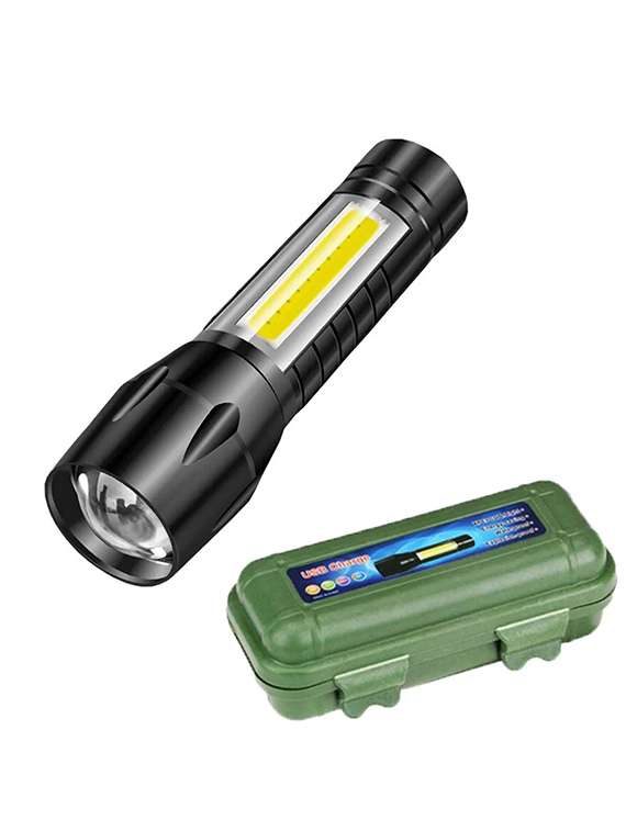 rsct rechargeable led flashlight with cob light mini waterproof portable led cob flashlight
