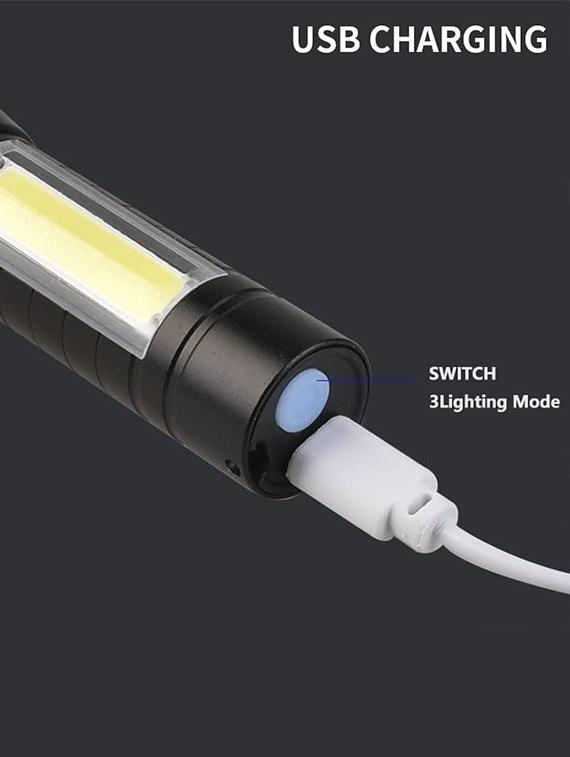 rsct white rechargeable led flashlight with cob light mini waterproof portable led cob flashlight - 19487293 - Standard Image - 2