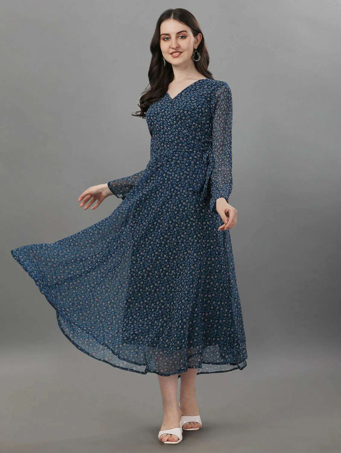 Women's Fit & Flare Self Design Dress