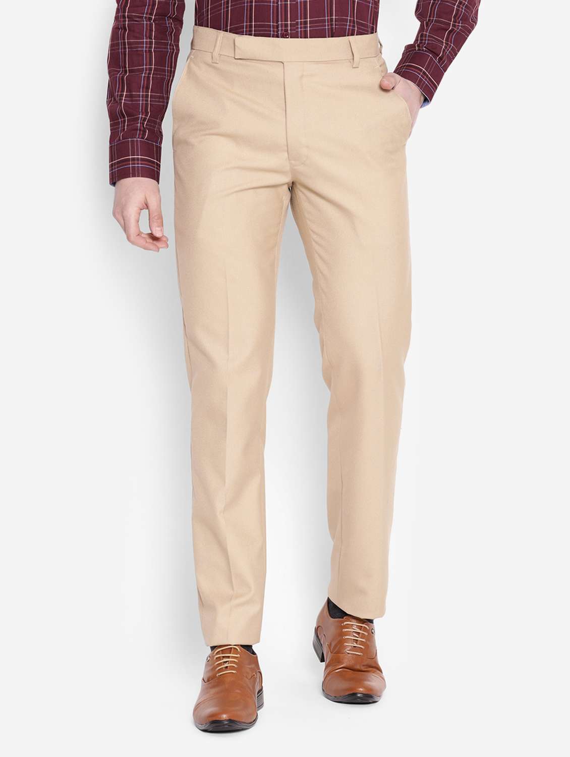 solids viscose flat front formal trousers