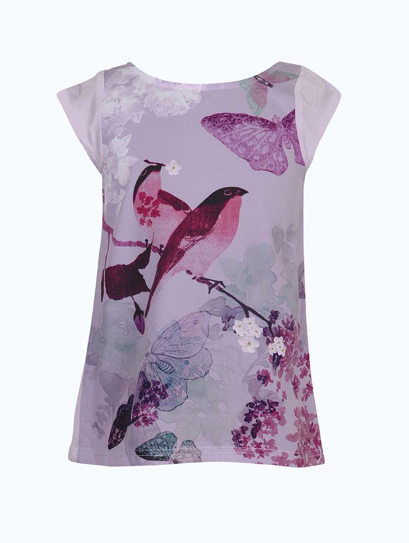 pink printed cotton regular tee