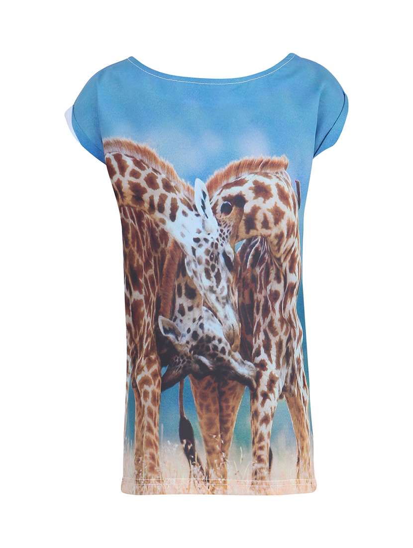 blue cotton printed regular tee