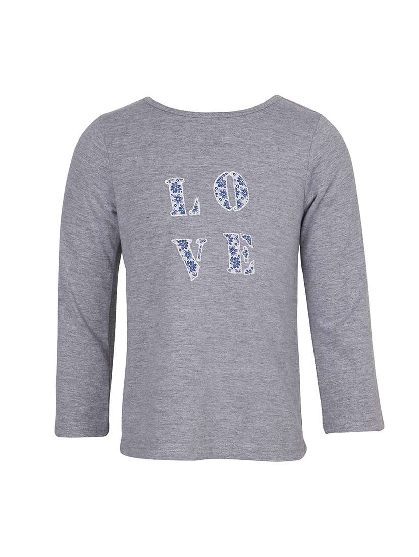 grey cotton self designed regular tee