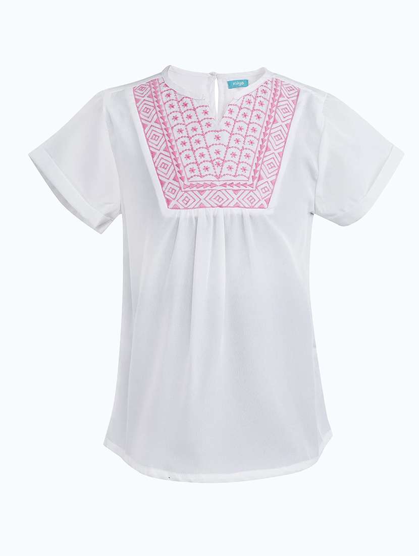 girls notch neck top