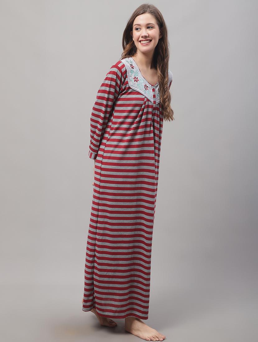 women striped nighty - 19489308 - Standard Image - 2