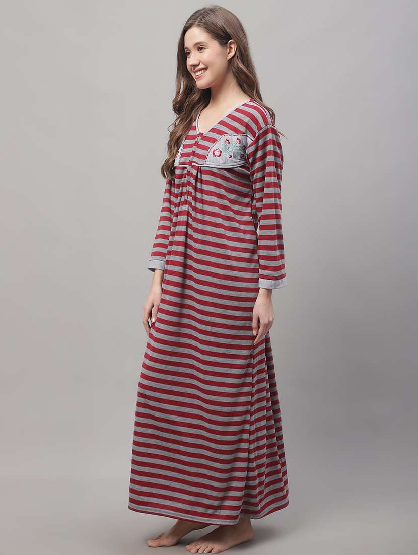 women striped nighty - 19489309 - Standard Image - 2