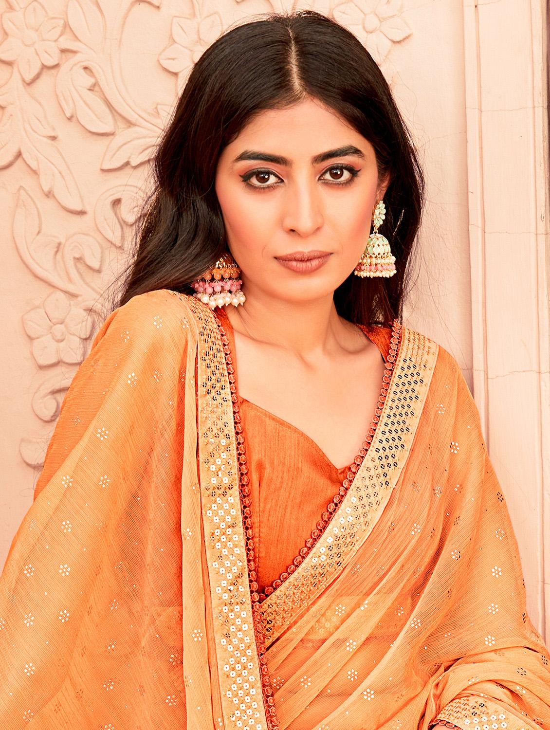 women's self design orange colored saree - 19489621 - Standard Image - 2