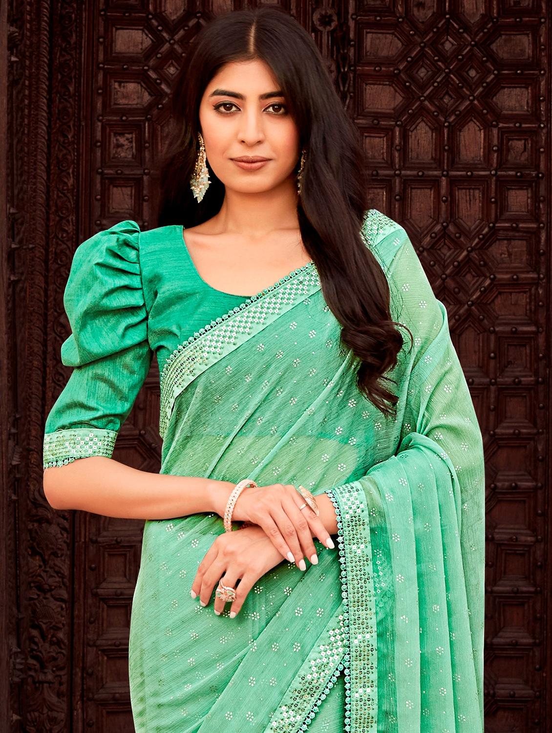 green self design saree with blouse - 19489626 - Standard Image - 2