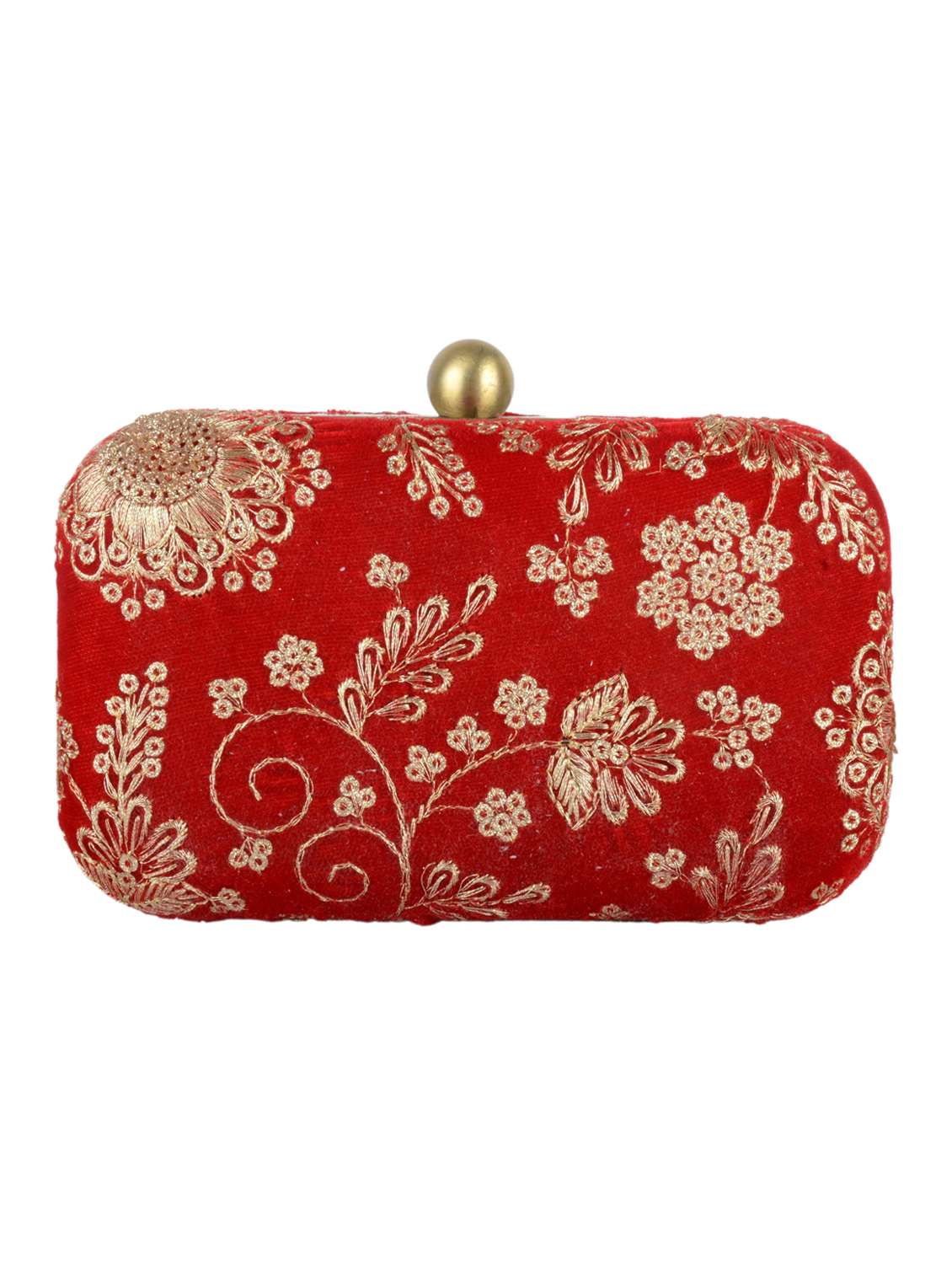 embroidered box clutch with detachable strap