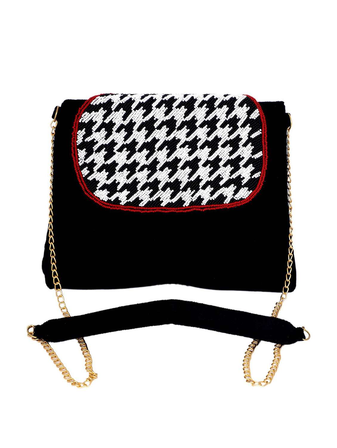 embellished regular clutch with detachable strap 