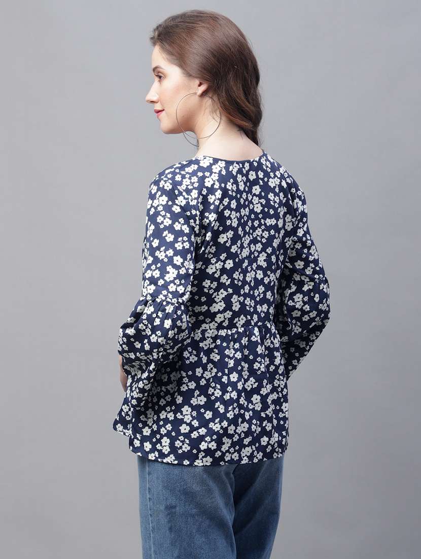 navy blue crepe a line top - 19490101 - Standard Image - 2