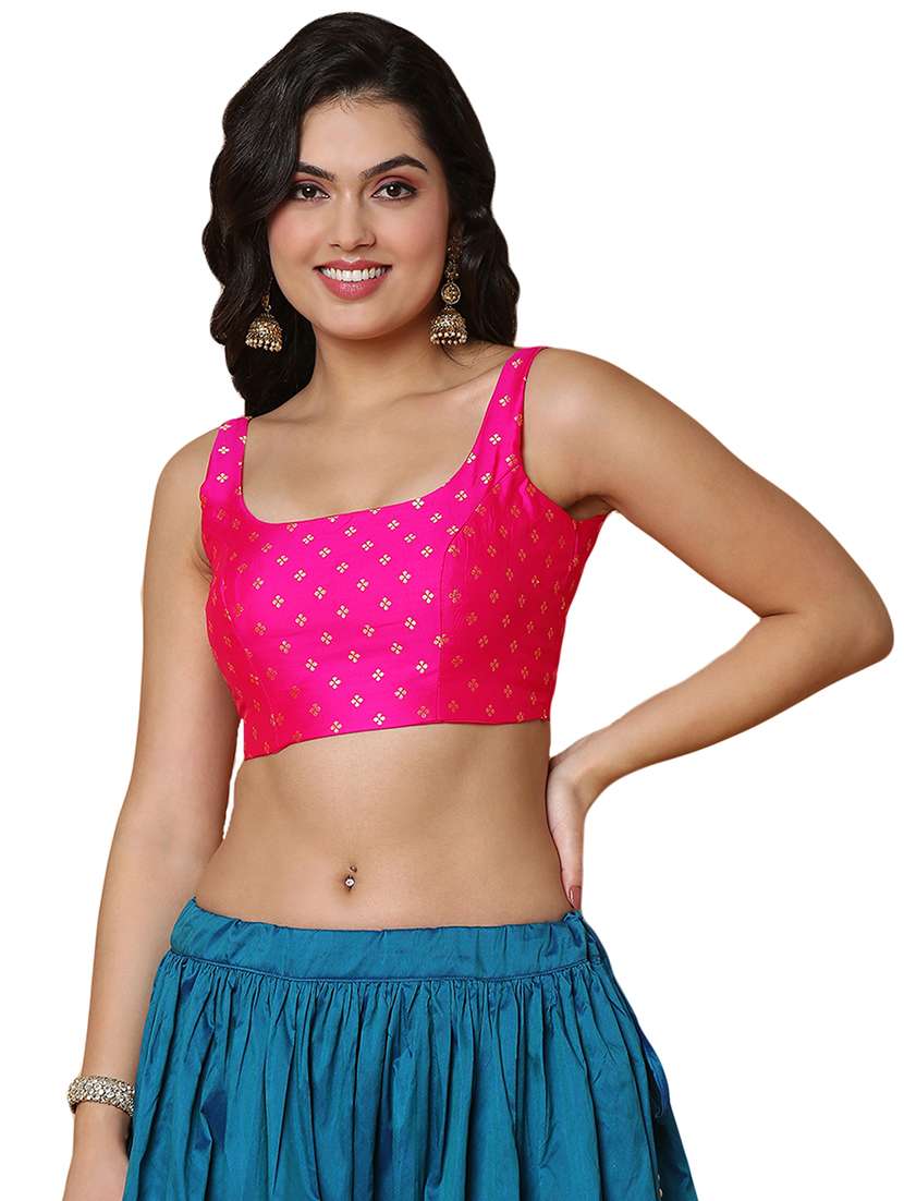 pink silk printed blouse