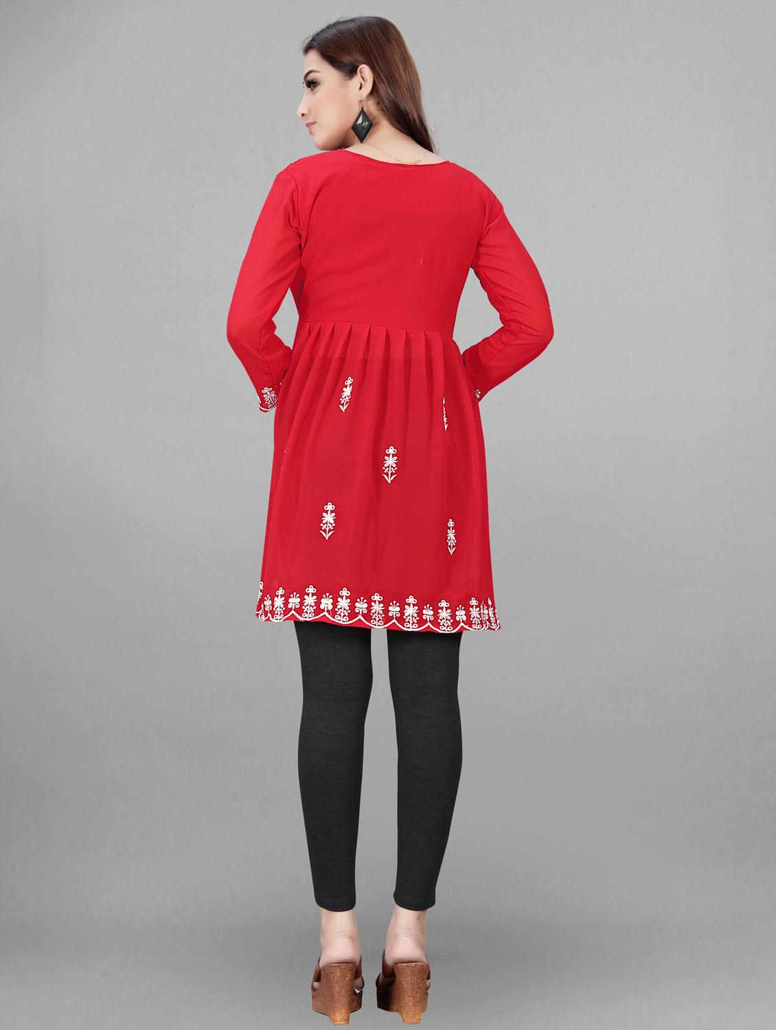 round neck chikankari a-line kurti - 19490518 - Standard Image - 2