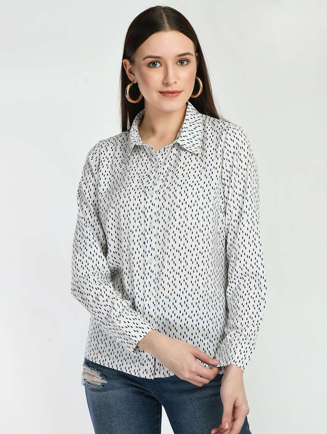 women printed regular shirt