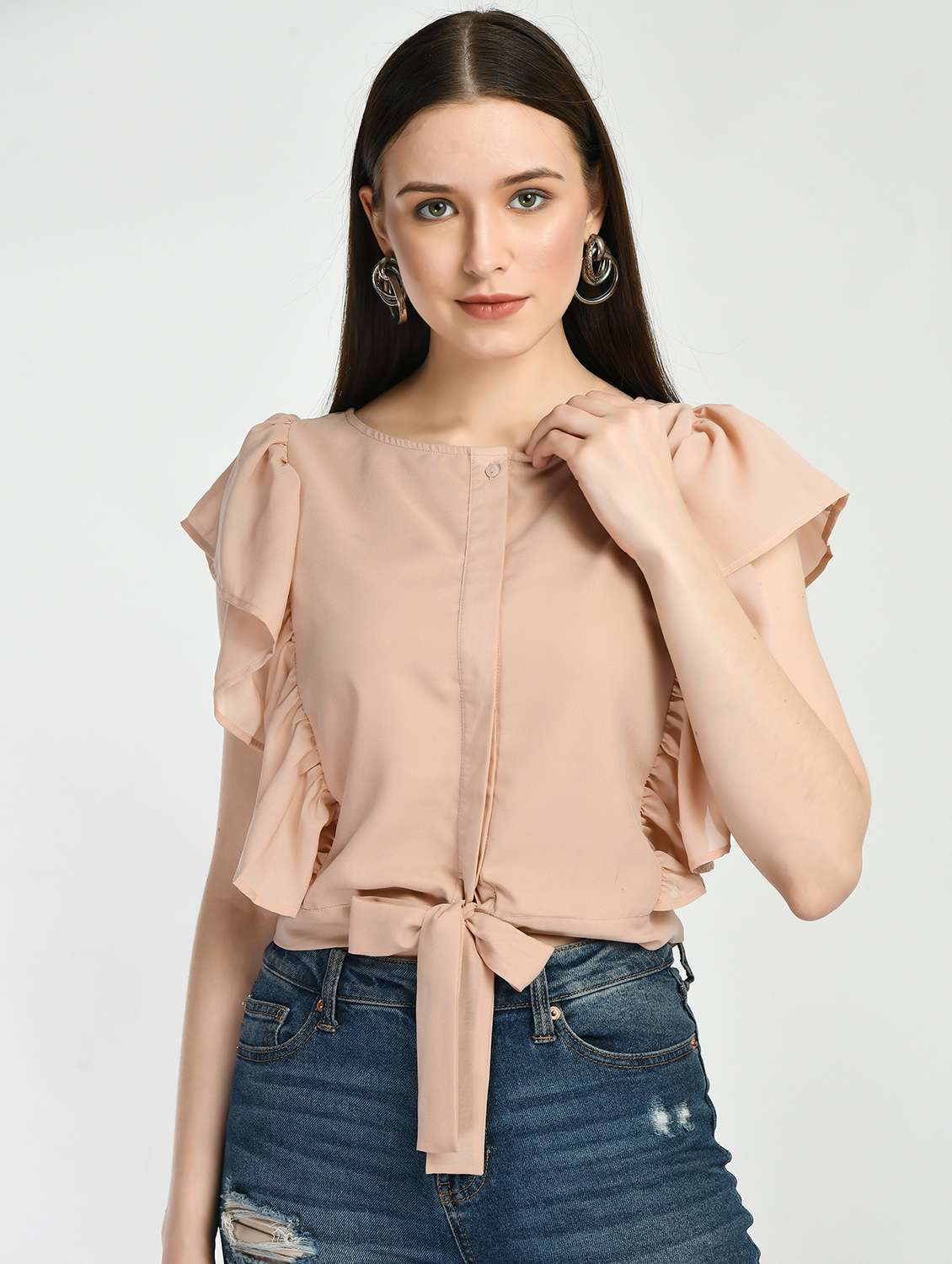 women's blouson round neck top