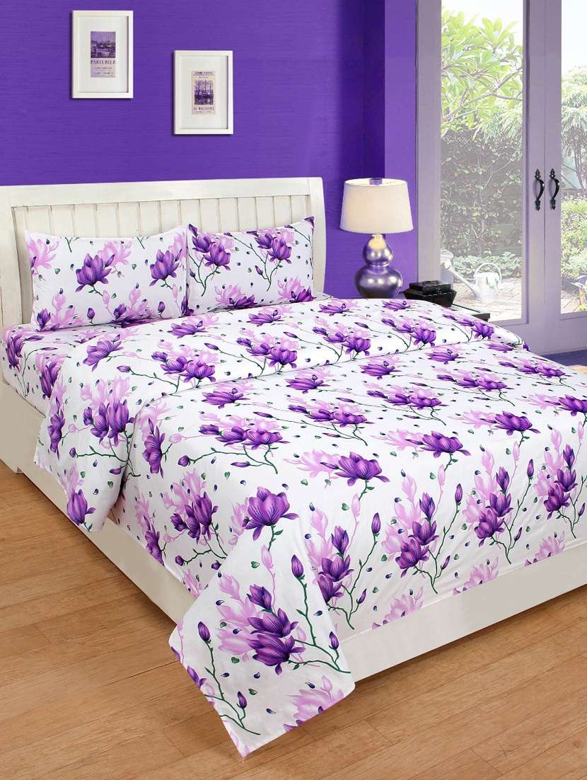 printed bed sheet with pillow cover