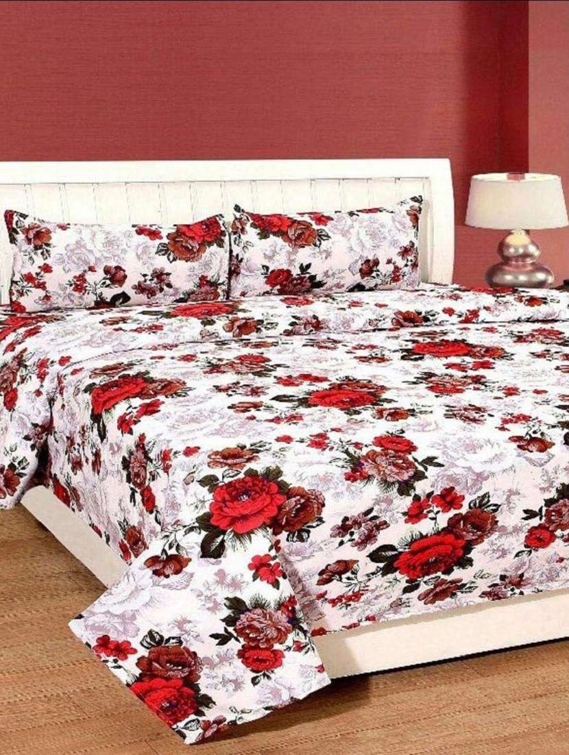 printed bed sheet with pillow cover