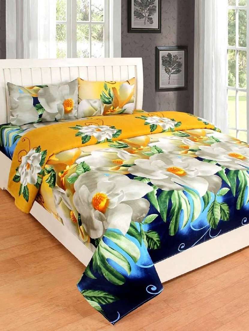 printed bed sheet with pillow cover