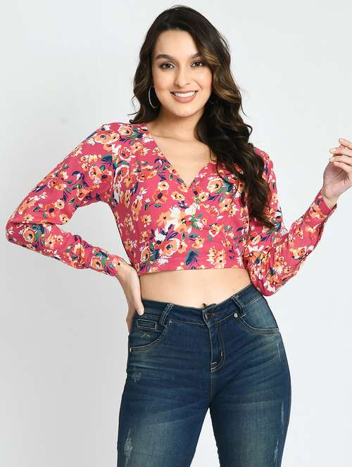 women's blouson overlap neck top - 19491416 -  Standard Image - 0