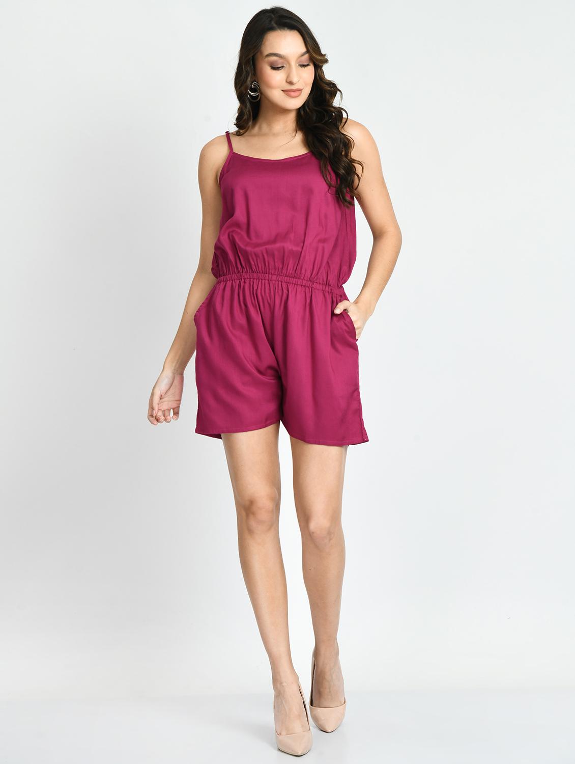 maroon solid romper - 19491453 - Zoom Image - 0