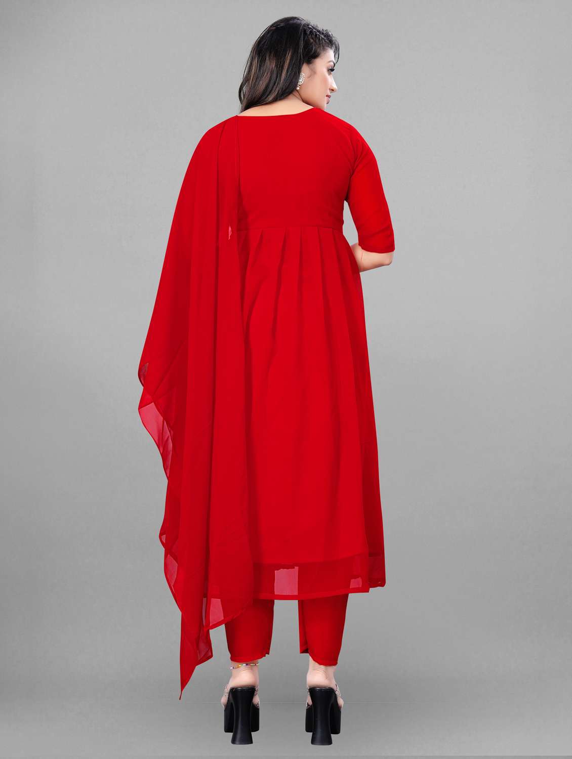 red embroidered suit set - 19492214 -  Standard Image - 2