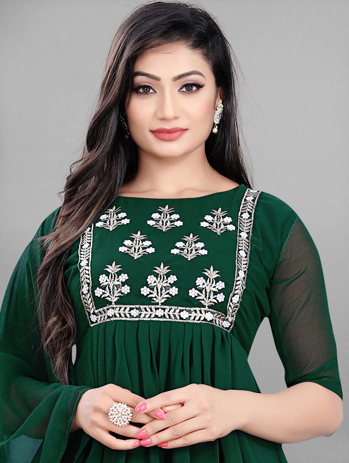 green embroidered suit set - 19492215 -  Standard Image - 2