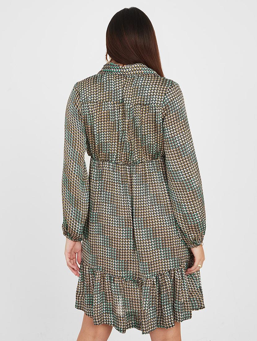 full sleeve tiered mini dress with shirt collar - 19492690 - Standard Image - 2