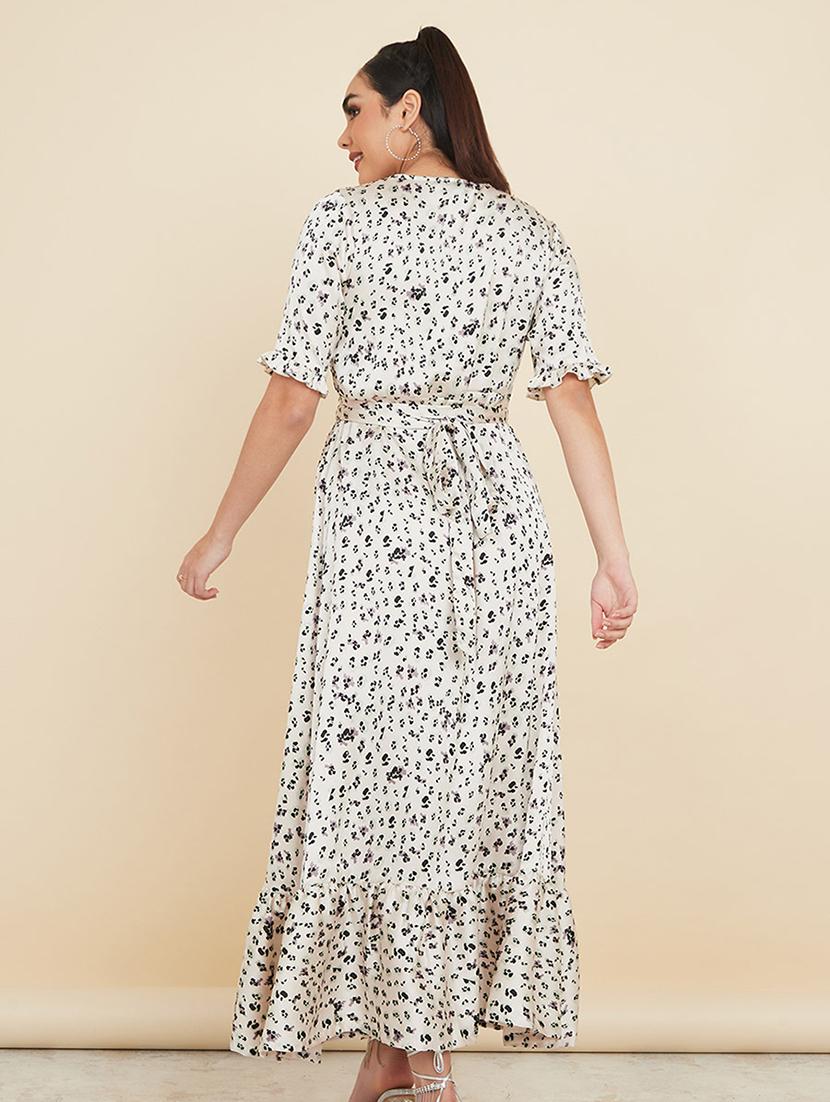 floral print satin wrap maxi dress - 19492736 - Standard Image - 2