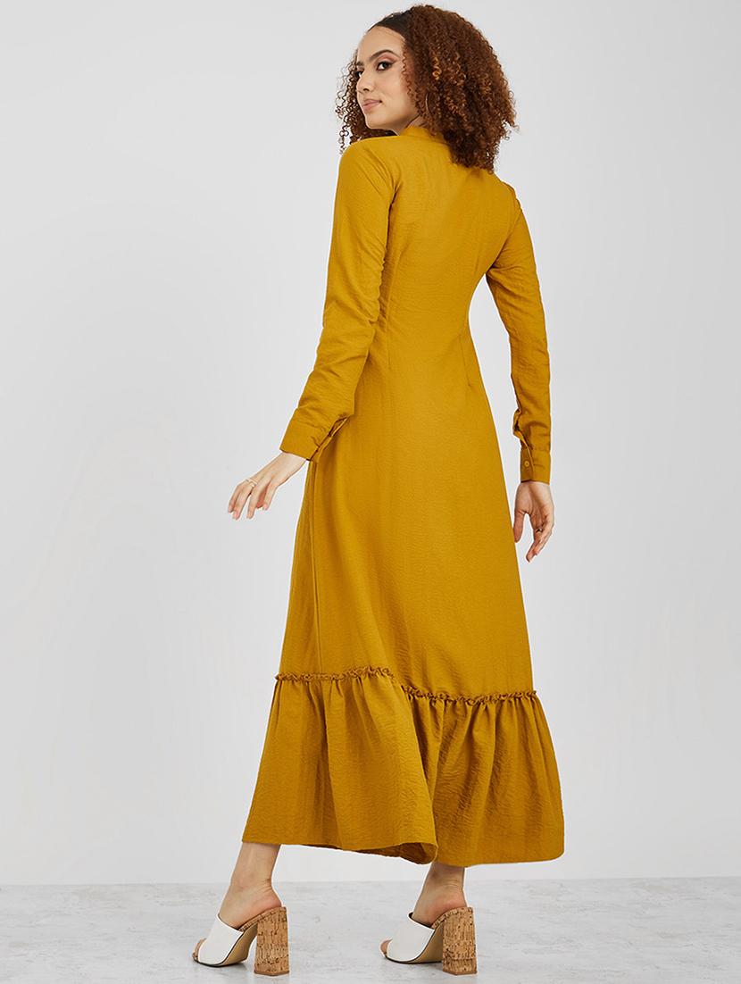 long sleeves button closure a-line maxi dress - 19492778 - Standard Image - 2