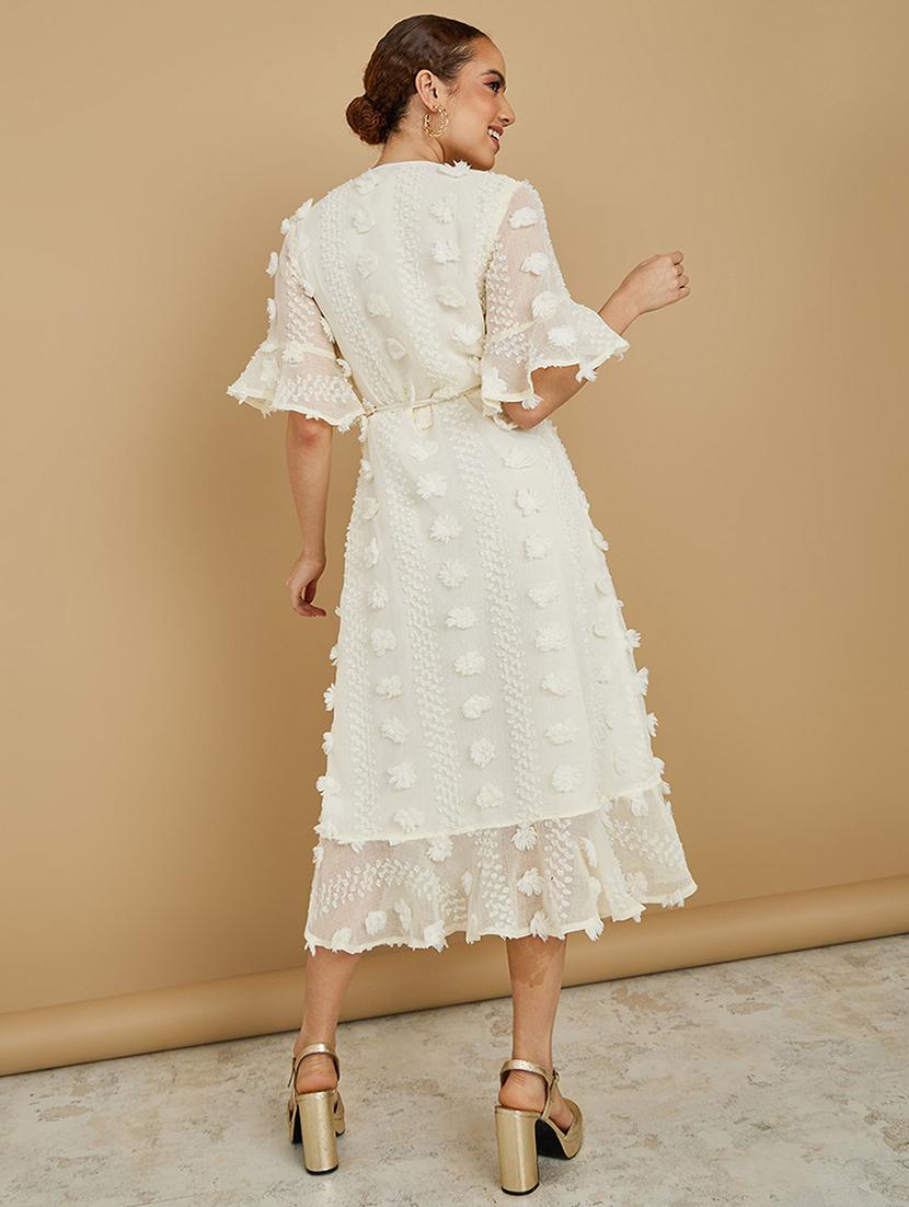 short sleeve self design wrap dress - 19492791 - Standard Image - 2