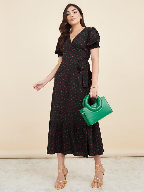 short sleeves floral print wrap midi dress - 19492823 - Standard Image - 0