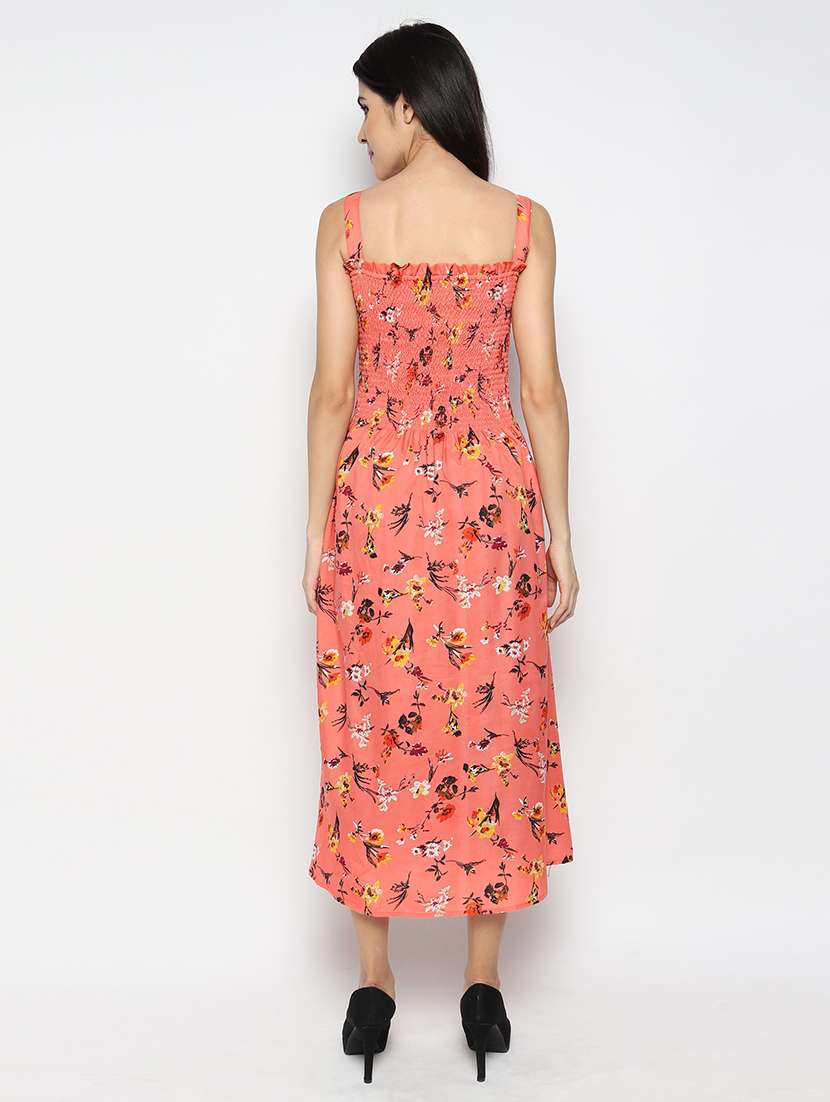 orange crepe aline dress - 19494077 - Standard Image - 2