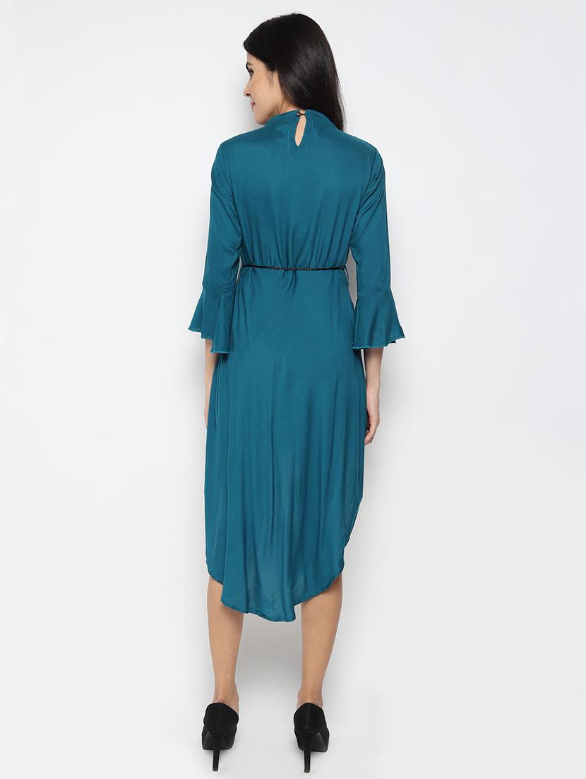 blue crepe high low dress - 19494086 - Standard Image - 2