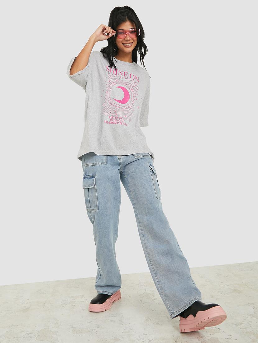 women's front print round neck t-shirt - 19494699 - Standard Image - 2