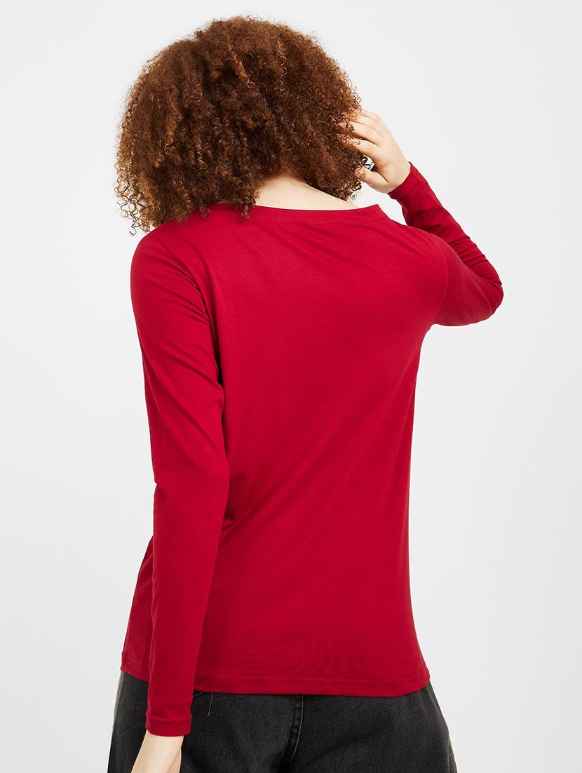 long sleeves boat neck cotton lycra regular fit t-shirt - 19494703 - Standard Image - 2