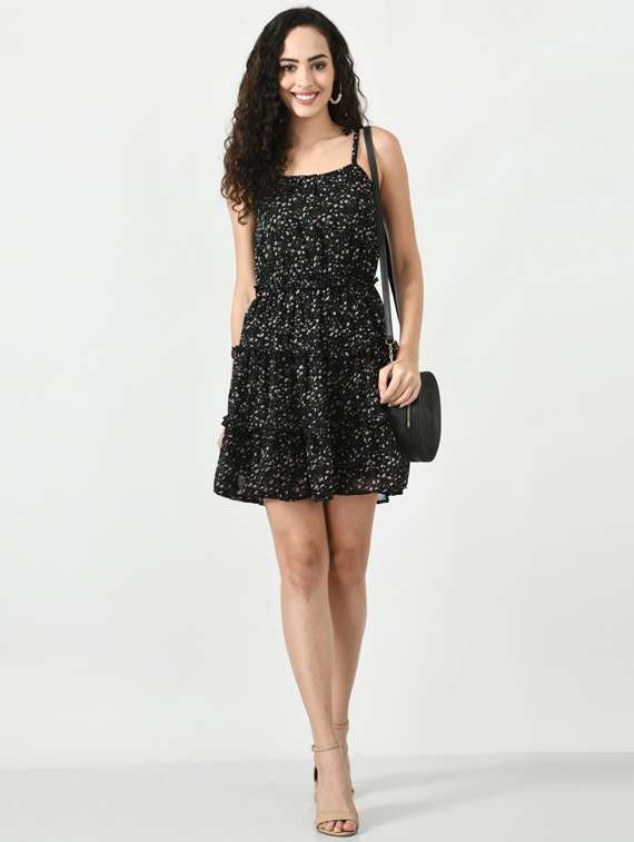women's tiered dress polka dots dress