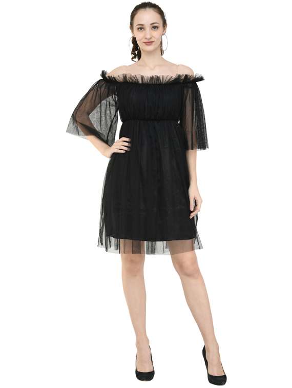 women's fit & flare self design dress