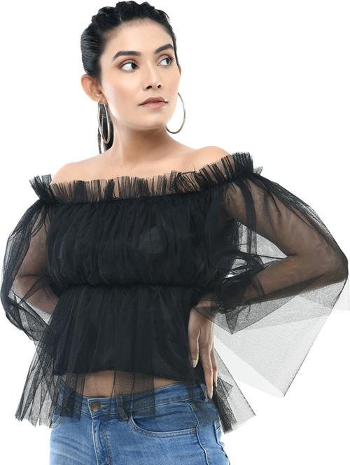 women's ruffle off shoulder top - 19495262 - Standard Image - 0