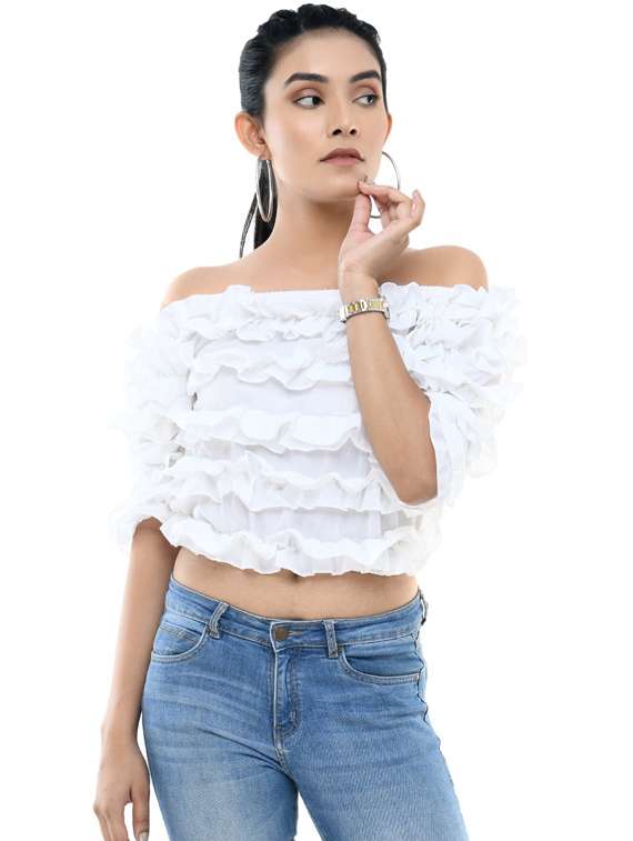 women's ruffle off shoulder top - 19495274 -  Zoom Image - 0