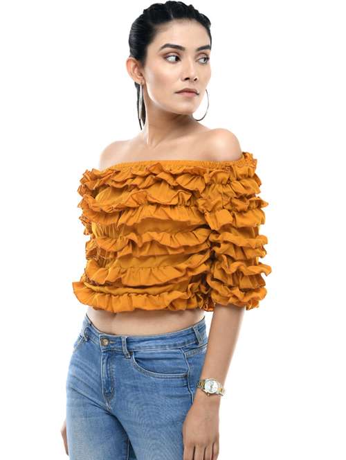 women's ruffle off shoulder top - 19495277 -  Standard Image - 0