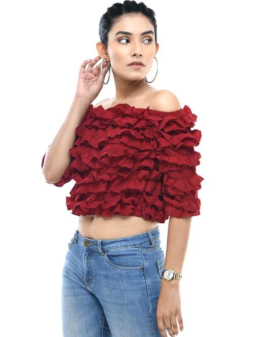 women's ruffle off shoulder top - 19495278 -  Standard Image - 0